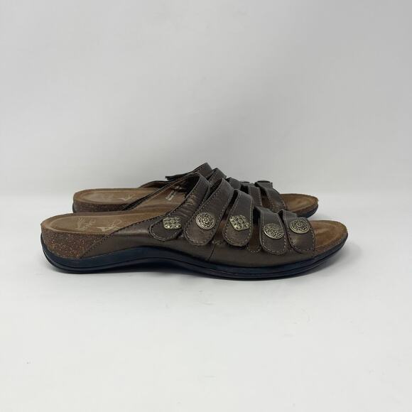 Dansko Janie Slide Sandals Womens EU 42 /‎ US 11-11.5 Bronze Metallic Leather - Picture 2 of 9